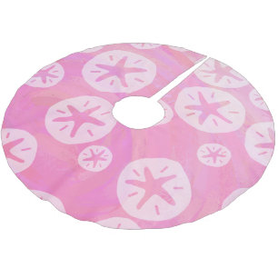 Sand Dollar White and pink Brushed Polyester Tree Skirt