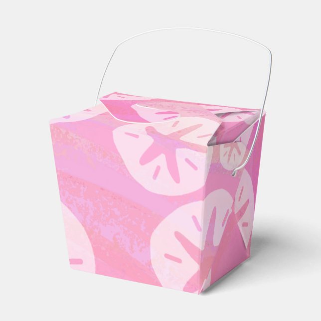 Sand Dollar White and pink Favor Boxes (Front Side)