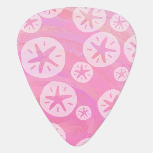 Sand Dollar White and pink Guitar Pick