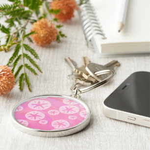 Sand Dollar White and pink Keychain