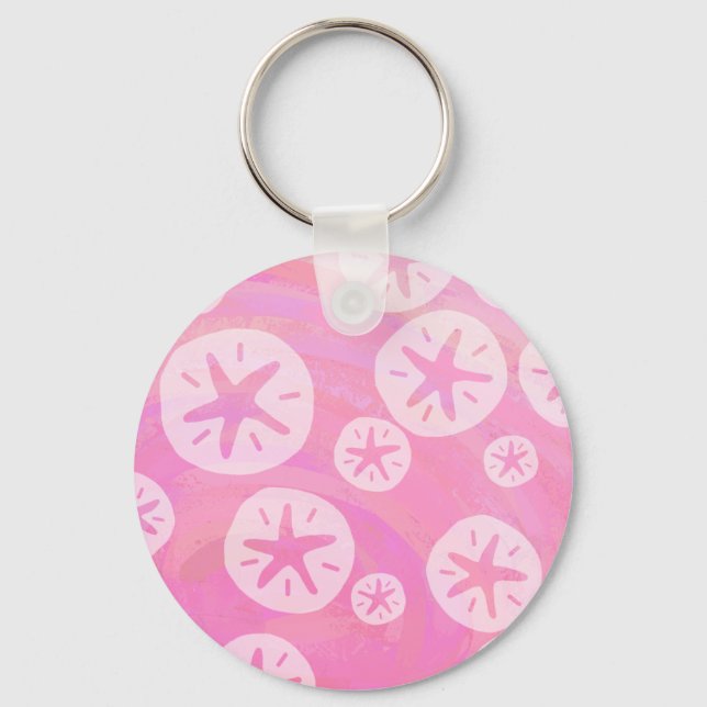 Sand Dollar White and pink Keychain (Front)