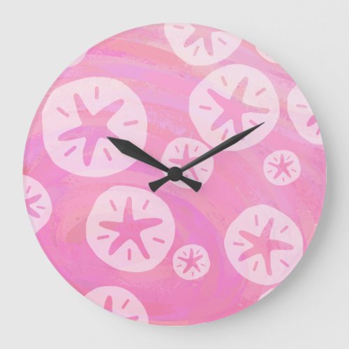 Sand Dollar White and pink Large Clock