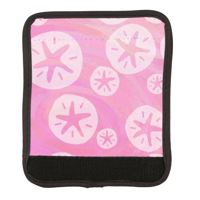 Sand Dollar White and pink Luggage Handle Wrap (Front)