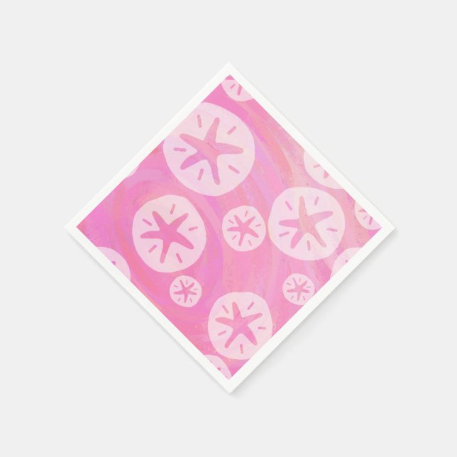 Sand Dollar White and pink Napkins (Corner)