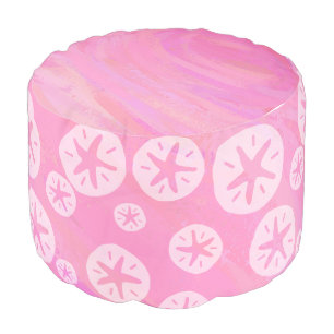 Sand Dollar White and pink Pouf