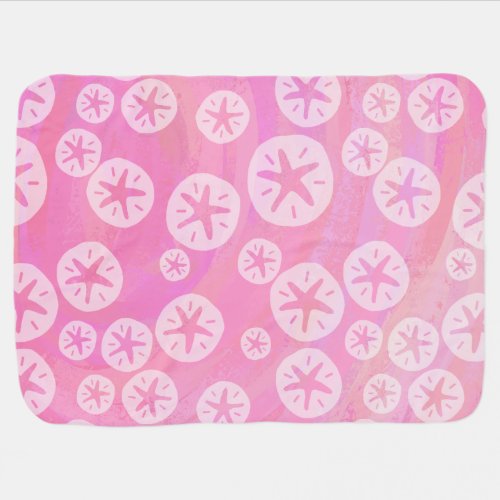 Sand Dollar White and pink Receiving Blanket