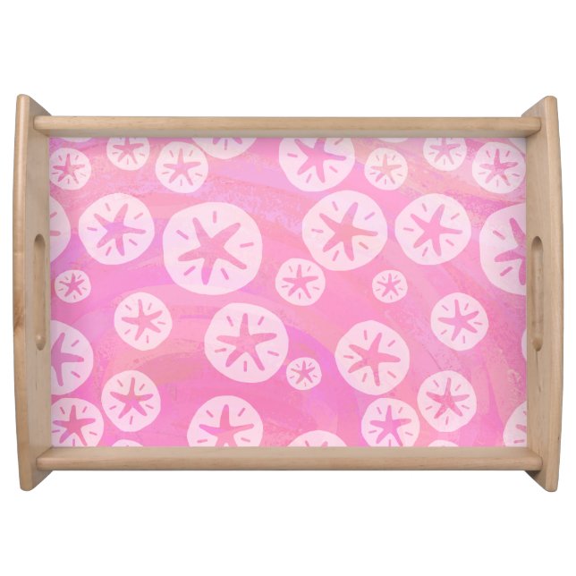 Sand Dollar White and pink Serving Tray (Front)