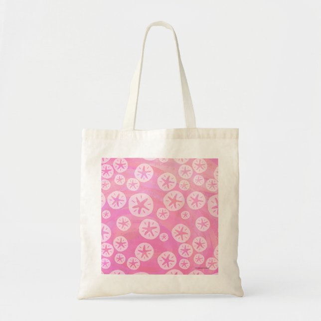 Sand Dollar White and pink Tote Bag (Front)