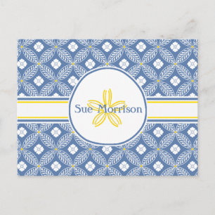 Sand Dollar with Blue & White Floral & custom name Postcard