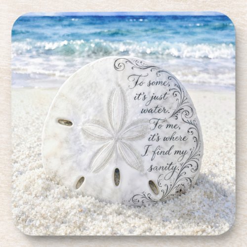 Sand Dollar with Inspirational Quote Beverage Coaster