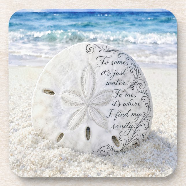 Sand Dollar with Inspirational Quote Beverage Coaster (Front)