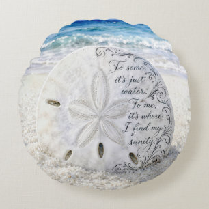 Sand Dollar with Inspirational Quote Round Pillow