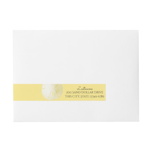 Sand Dollar Yellow Beach Wrap Around Address Label (Front)