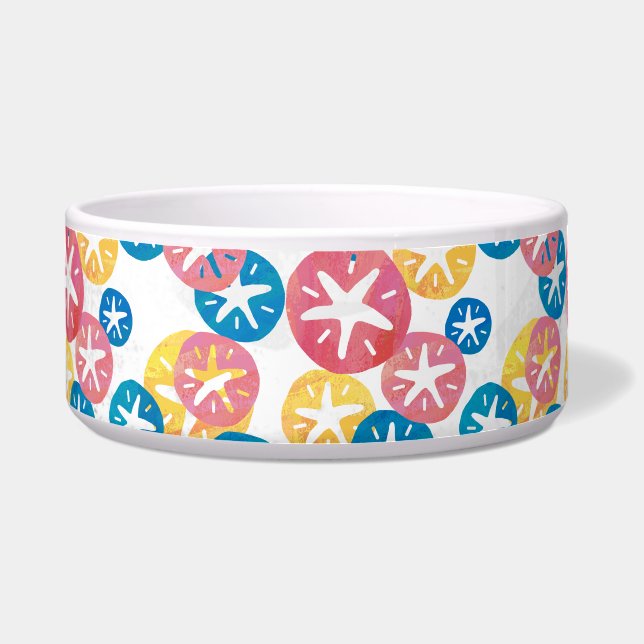 Sand Dollar Yellow Red Blue Pattern Bowl (Front)