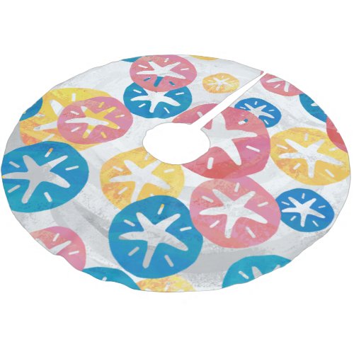 Sand Dollar Yellow Red Blue Pattern Brushed Polyester Tree Skirt