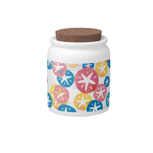 Sand Dollar Yellow Red Blue Pattern Candy Jar