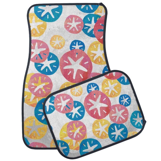 Sand Dollar Yellow Red Blue Pattern Car Mat (Set)