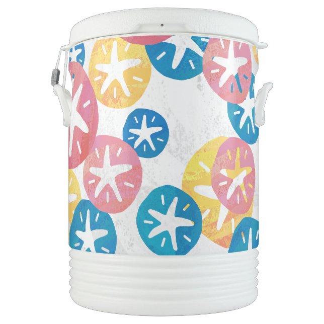 Sand Dollar Yellow Red Blue Pattern Cooler (Back)