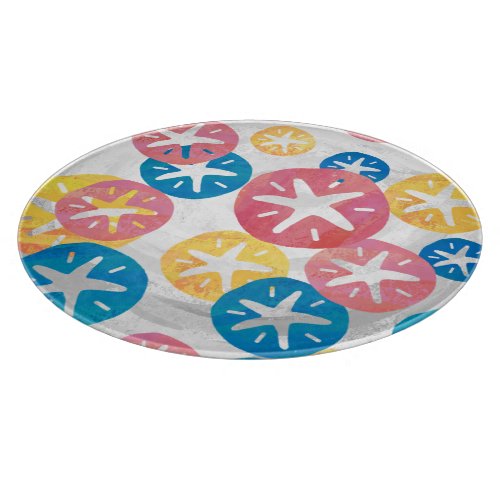 Sand Dollar Yellow Red Blue Pattern Cutting Board