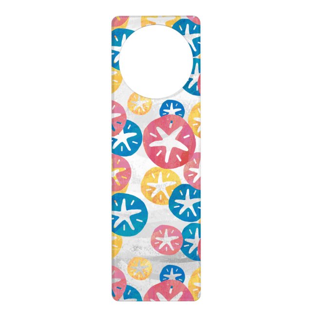 Sand Dollar Yellow Red Blue Pattern Door Hanger (Front)