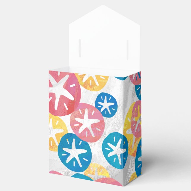 Sand Dollar Yellow Red Blue Pattern Favor Boxes (Opened)