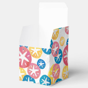 Sand Dollar Yellow Red Blue Pattern Favor Boxes