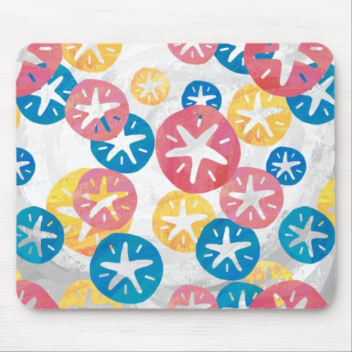 Sand Dollar Yellow Red Blue Pattern Mouse Pad