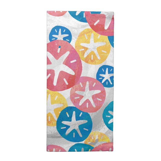 Sand Dollar Yellow Red Blue Pattern Napkin (Half Fold)