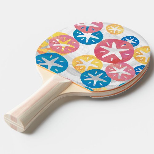 Sand Dollar Yellow Red Blue Pattern Ping Pong Paddle