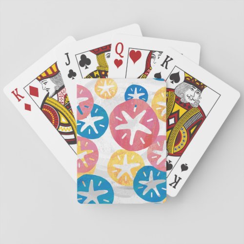 Sand Dollar Yellow Red Blue Pattern Playing Cards