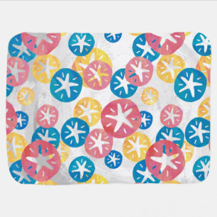 Sand Dollar Yellow Red Blue Pattern Receiving Blanket
