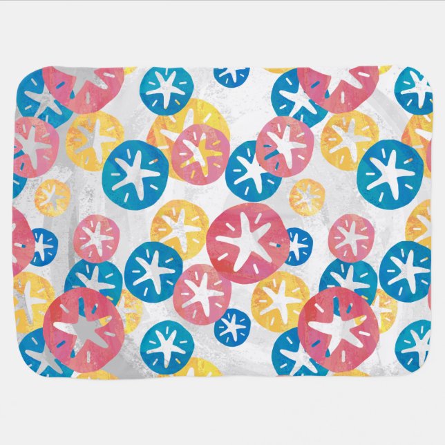 Sand Dollar Yellow Red Blue Pattern Receiving Blanket (Horizontal)