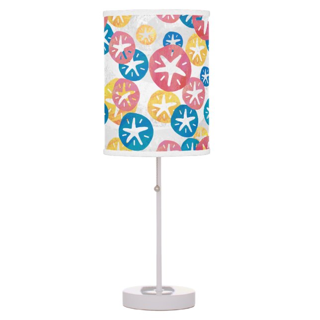 Sand Dollar Yellow Red Blue Pattern Table Lamp (Front)