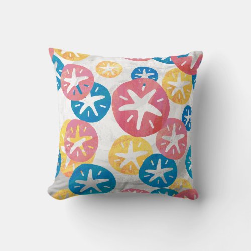 Sand Dollar Yellow Red Blue Pattern Throw Pillow