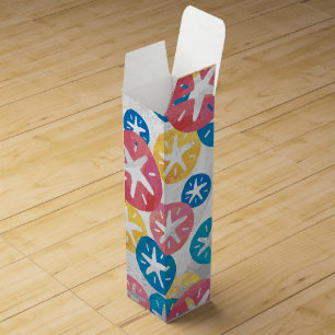 Sand Dollar Yellow Red Blue Pattern Wine Box