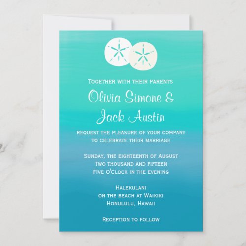 Sand Dollars Beach Ocean Wedding Invitation