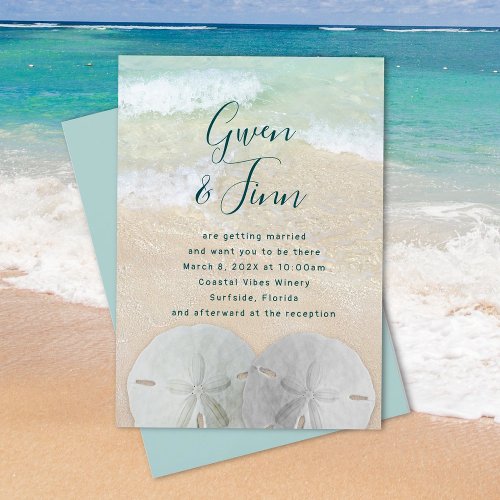 Sand Dollars Beach Scene Marriage Ceremony Invitation