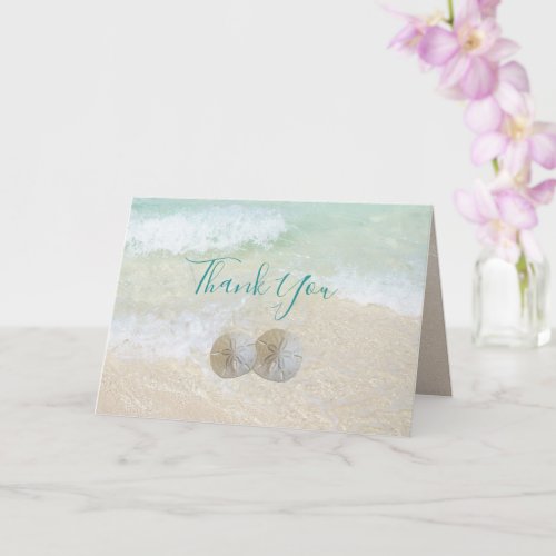 Sand Dollars Beach Scene Wedding Thank You Card