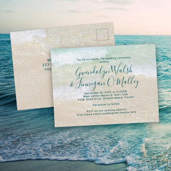 Sand Dollars Beach Wedding Invitation Postcard by millhill at Zazzle