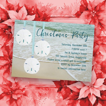 Sand Dollars Christmas Party Beach Theme Invitation by holiday_store at Zazzle