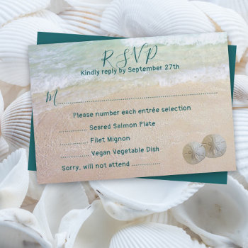 Sand Dollars Menu Reply Beach Background Image Invitation by millhill at Zazzle