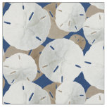 Sand Dollars Pattern Tan Navy Blue Fabric