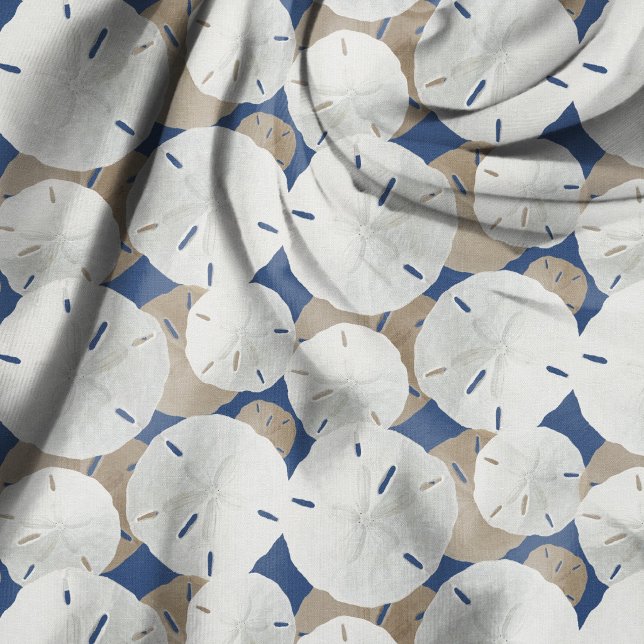 Sand Dollars Pattern Tan Navy Blue Fabric (Creator Uploaded)