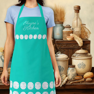 Sand Dollars Personalized Turquoise Kitchen Apron