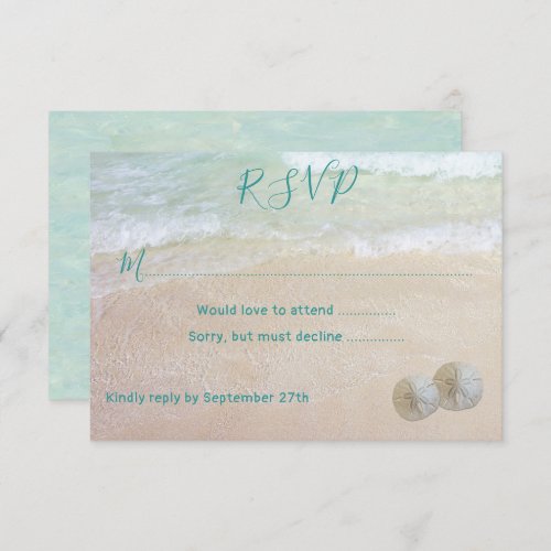 Sand Dollars RSVP Beach Scene Wedding RSVP Invitation