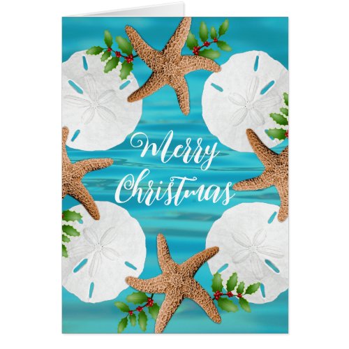 Sand Dollars Starfish Beach Christmas Folded Cards