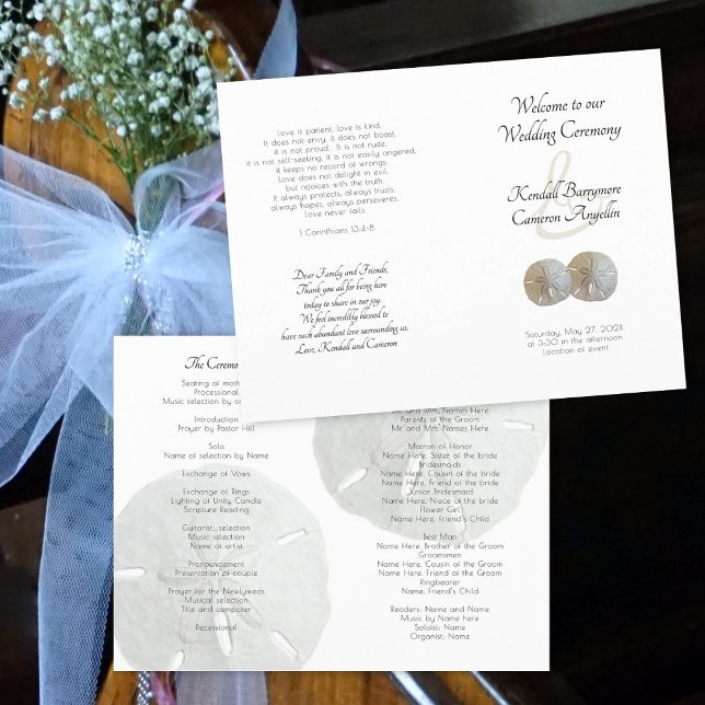 Sand Dollars Wedding Ceremony Folded Program (Creator Uploaded)