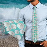 Sand Dollars Wedding Grooms Tie<br><div class="desc">Sand dollars tie.  Turquoise green neck tie with pattern of white sand dollars.  The perfect accessory for a beach wedding. Dress the groom and / or groomsmen.</div>