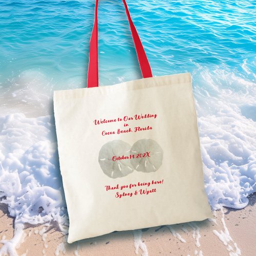 Sand Dollars Wedding Welcome Double Sided Tote Bag