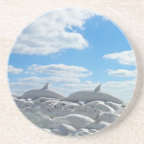 Sand Dolphins Sandstone Coaster